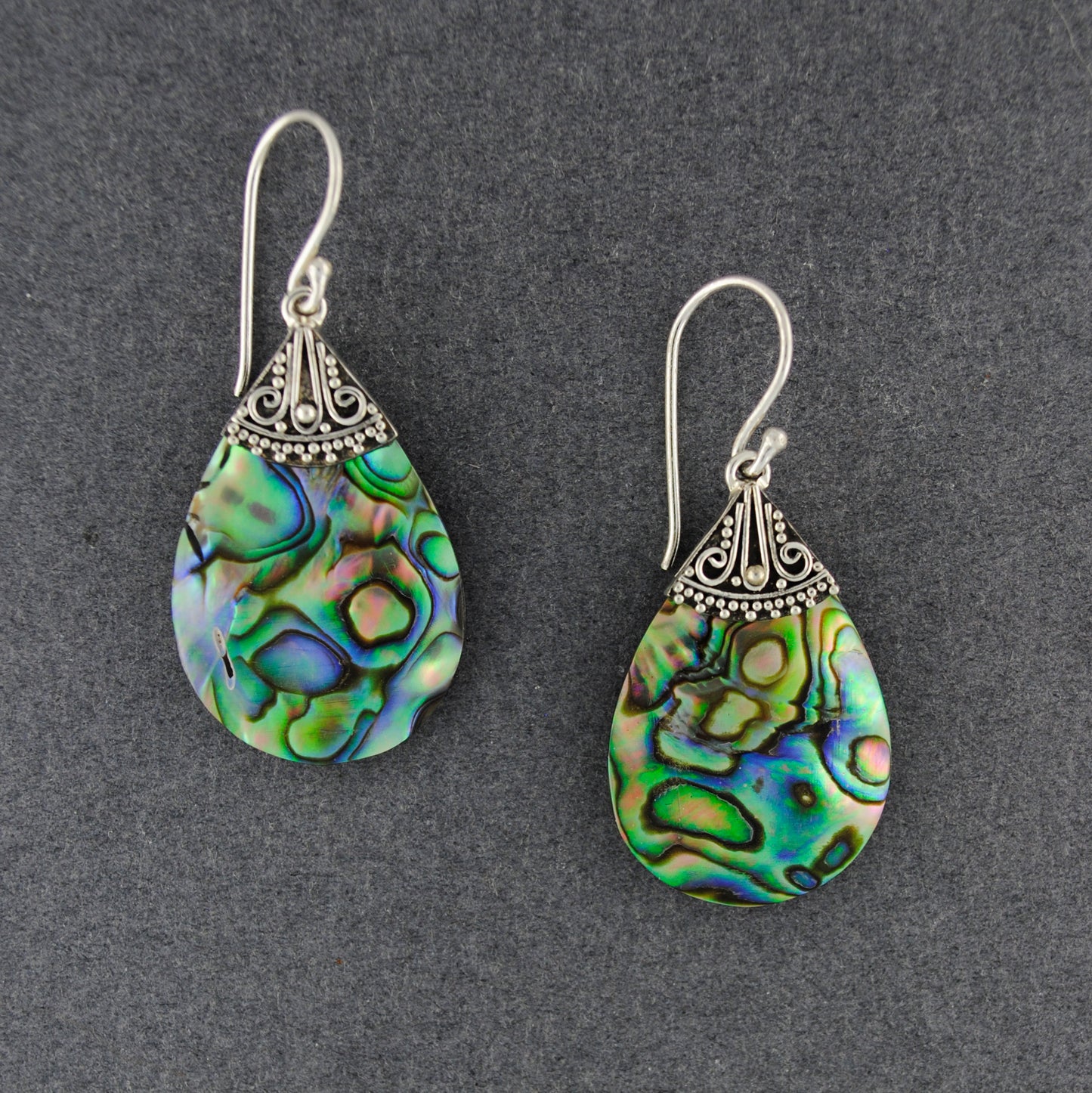 Abalone Ornate Teardrop Earrings