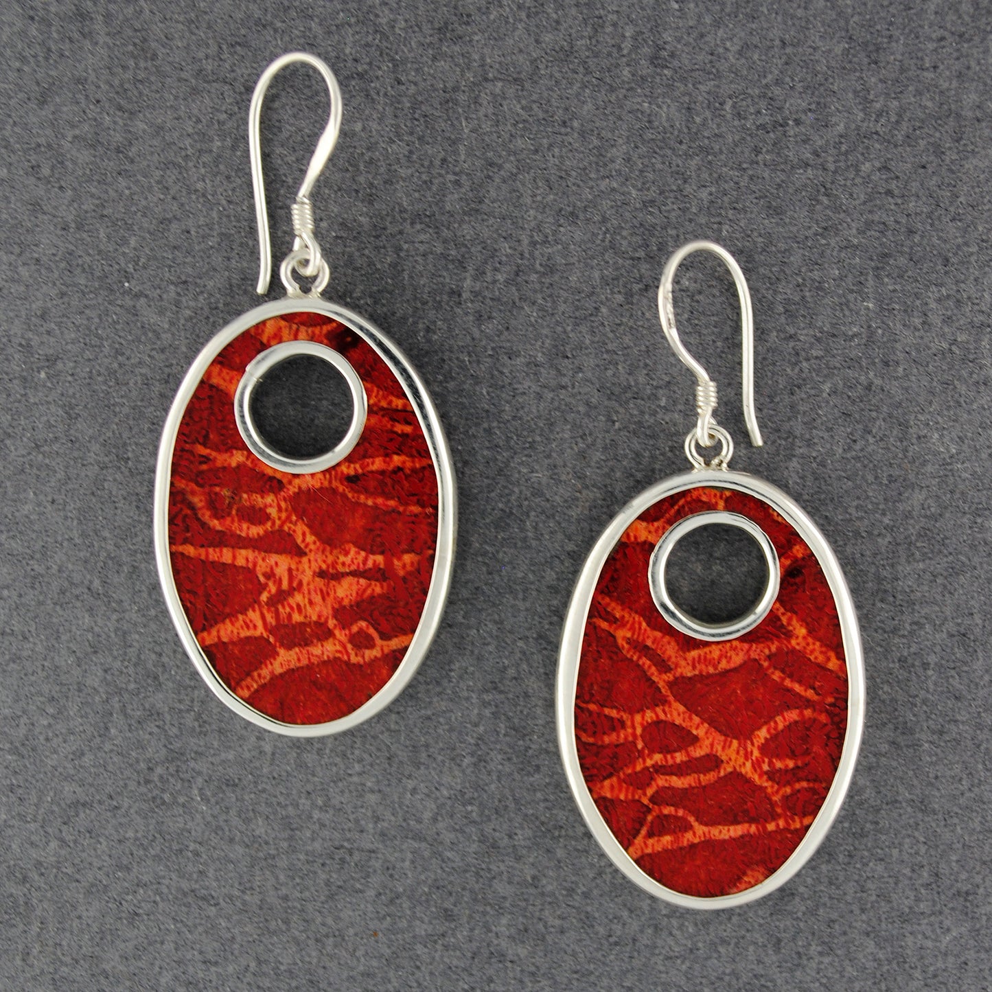 Coral Oval Cutout Earrings