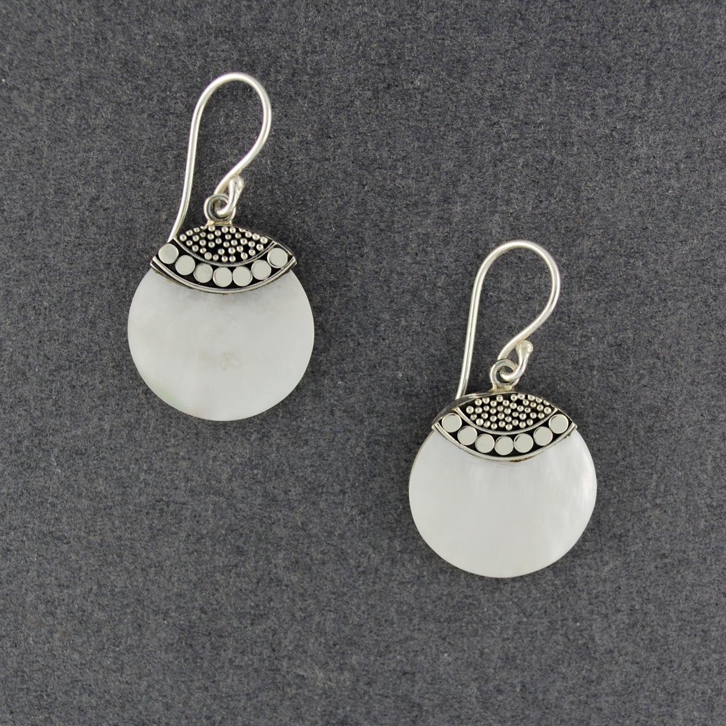 Mother of Pearl Small Dotted Circle Earrings