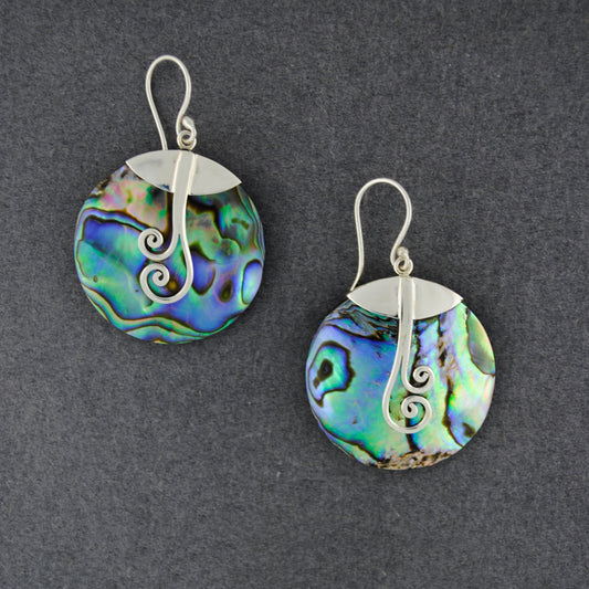 Abalone Large Circle with Spirals Earrings