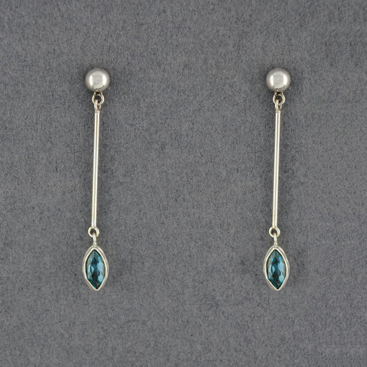 Blue Topaz Marquee Long Drop Earrings