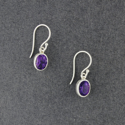 Amethyst Faceted Oval Earrings