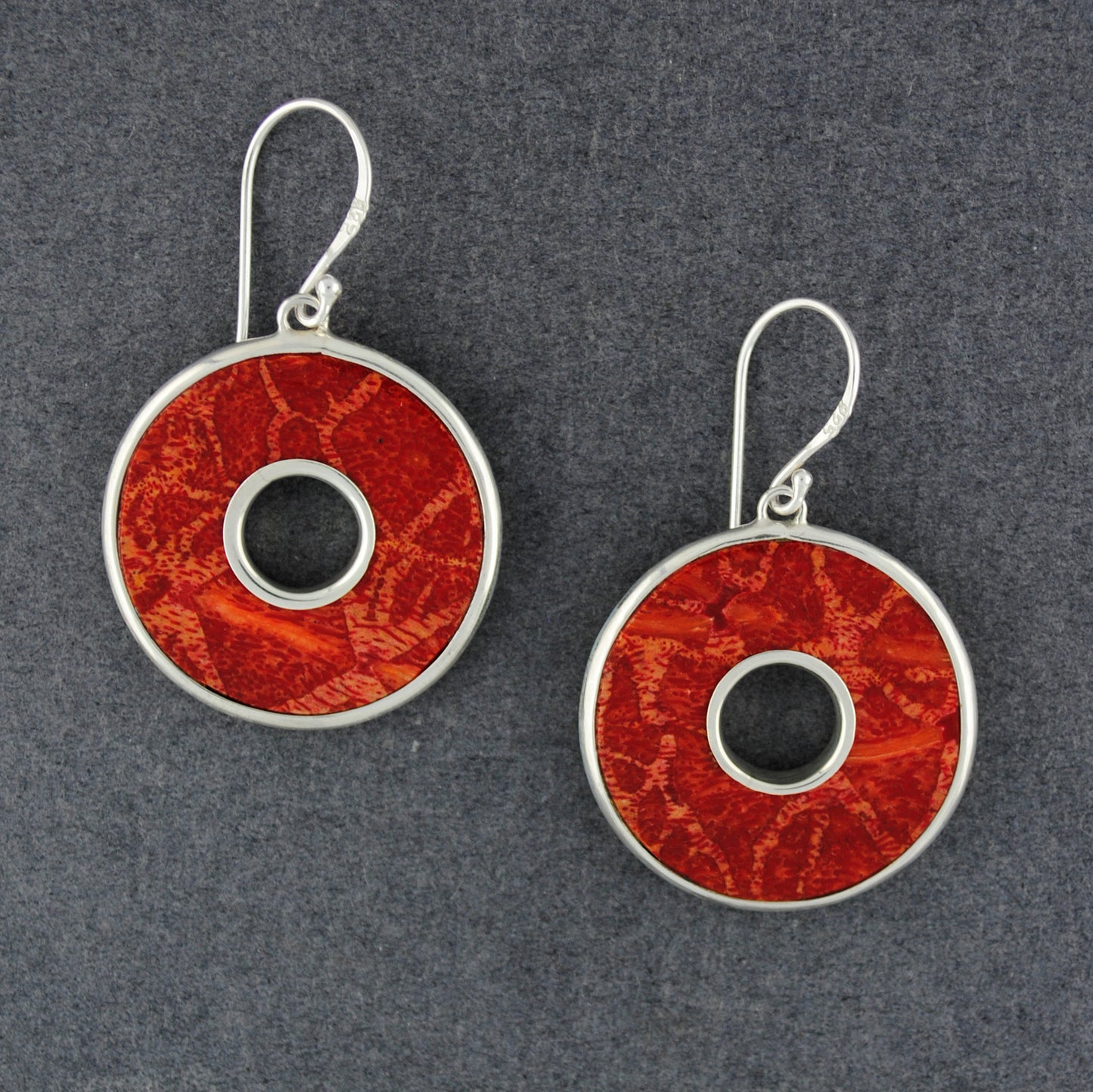 Coral Cutout Circle Earrings