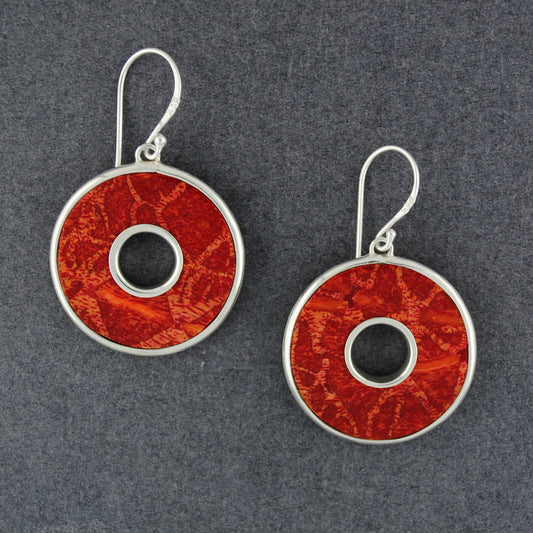 Coral Cutout Circle Earrings