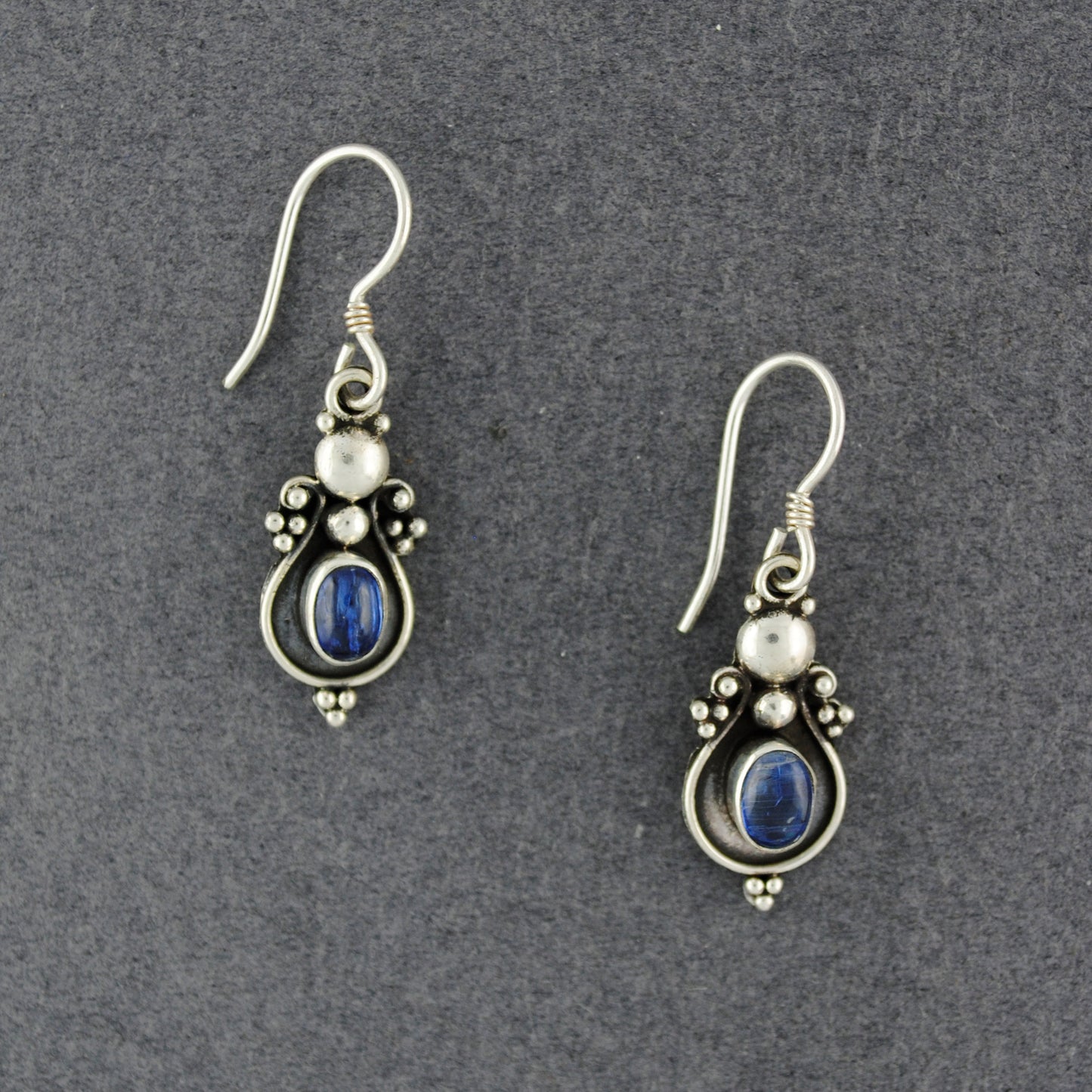 Kyanite Antiqued Shield Earrings