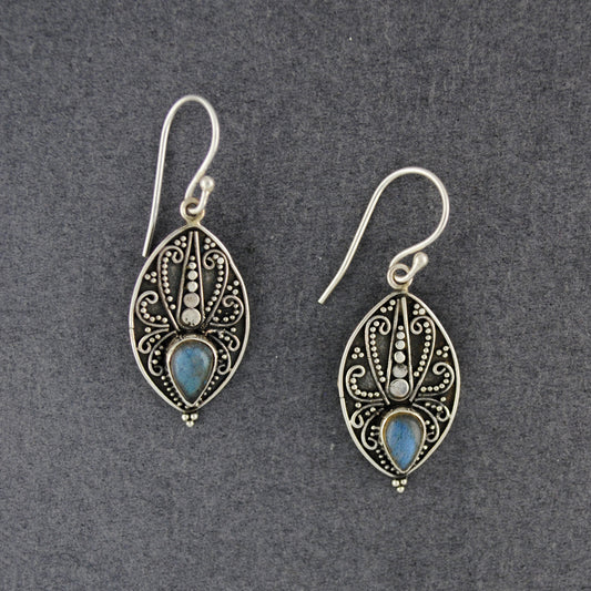Labradorite Antiqued Drop Earrings