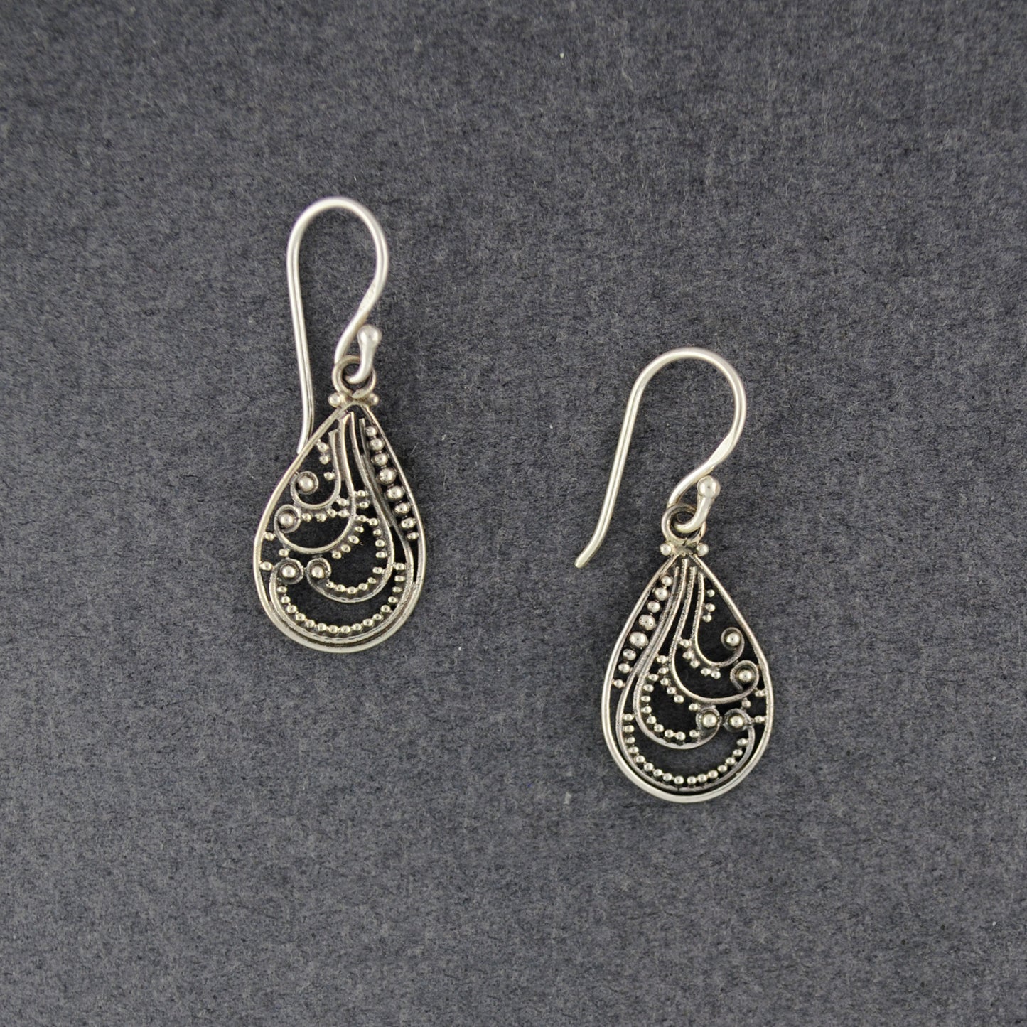 Sterling Silver Swirls in Teardrop Earrings