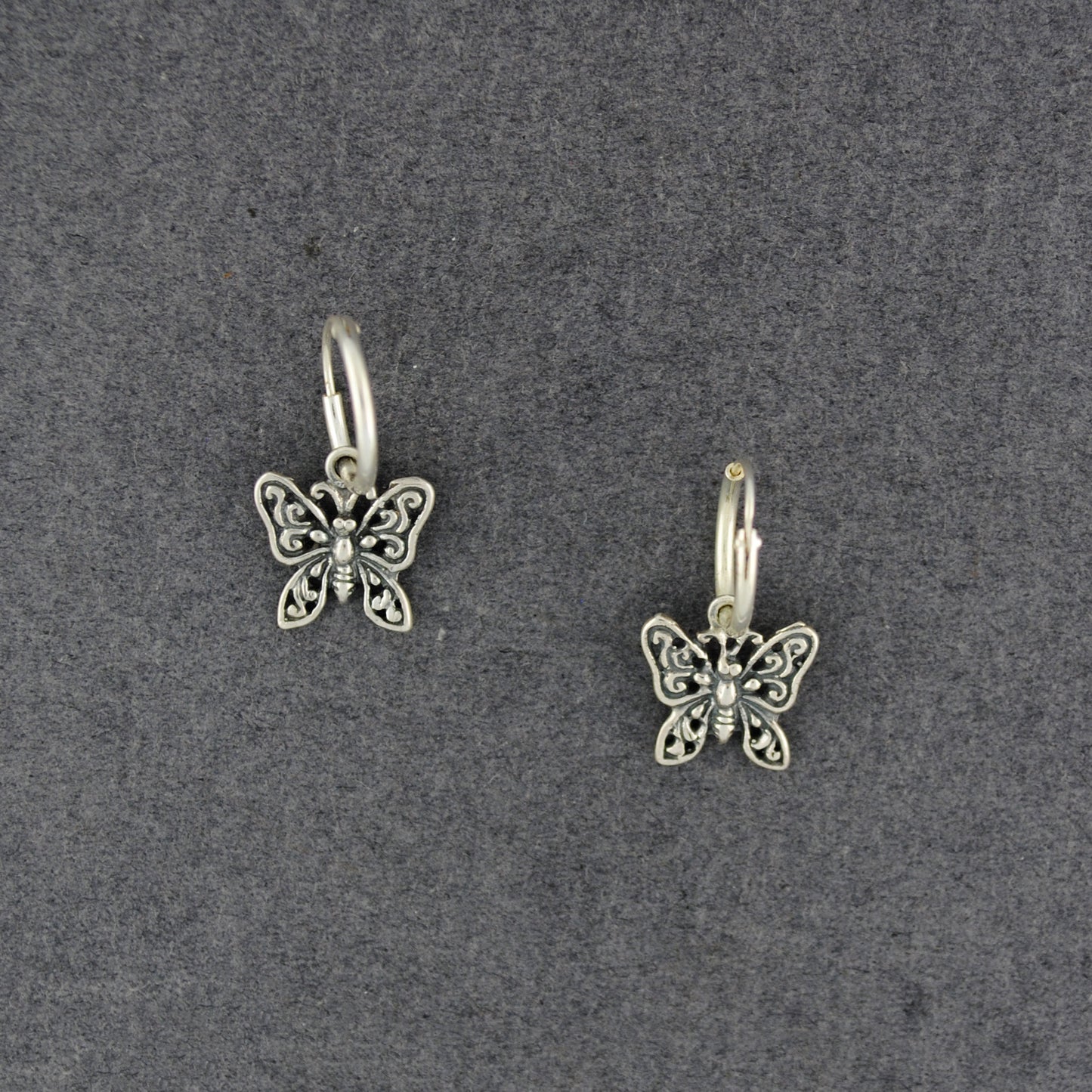 Sterling Silver Butterfly Hoop Earrings