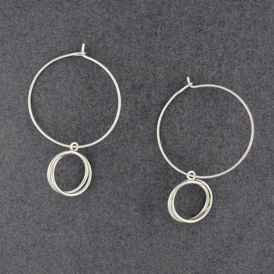Sterling Silver Circle Dangle Hoop Earrings