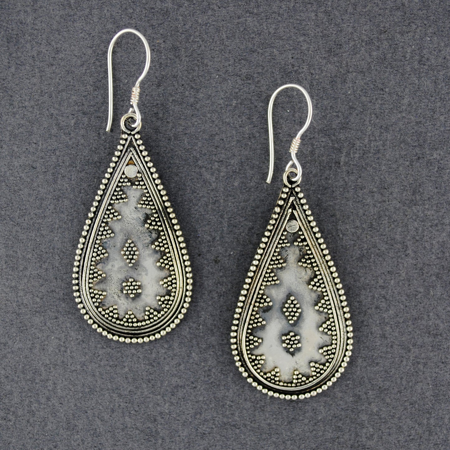 Sterling Silver Antiqued Teardrop Earrings