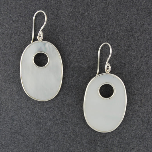 Mother of Pearl Cutout Oval Earrings
