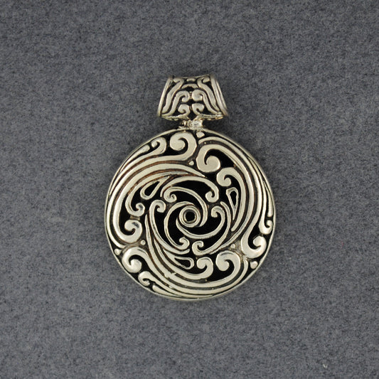 Sterling Silver Waves in Circle Pendant