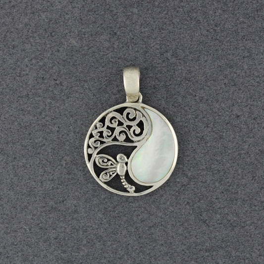 Mother of Pearl Dragonfly Swirls Pendant