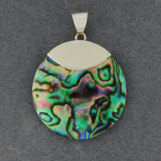 Abalone Large Simple Circle Pendant