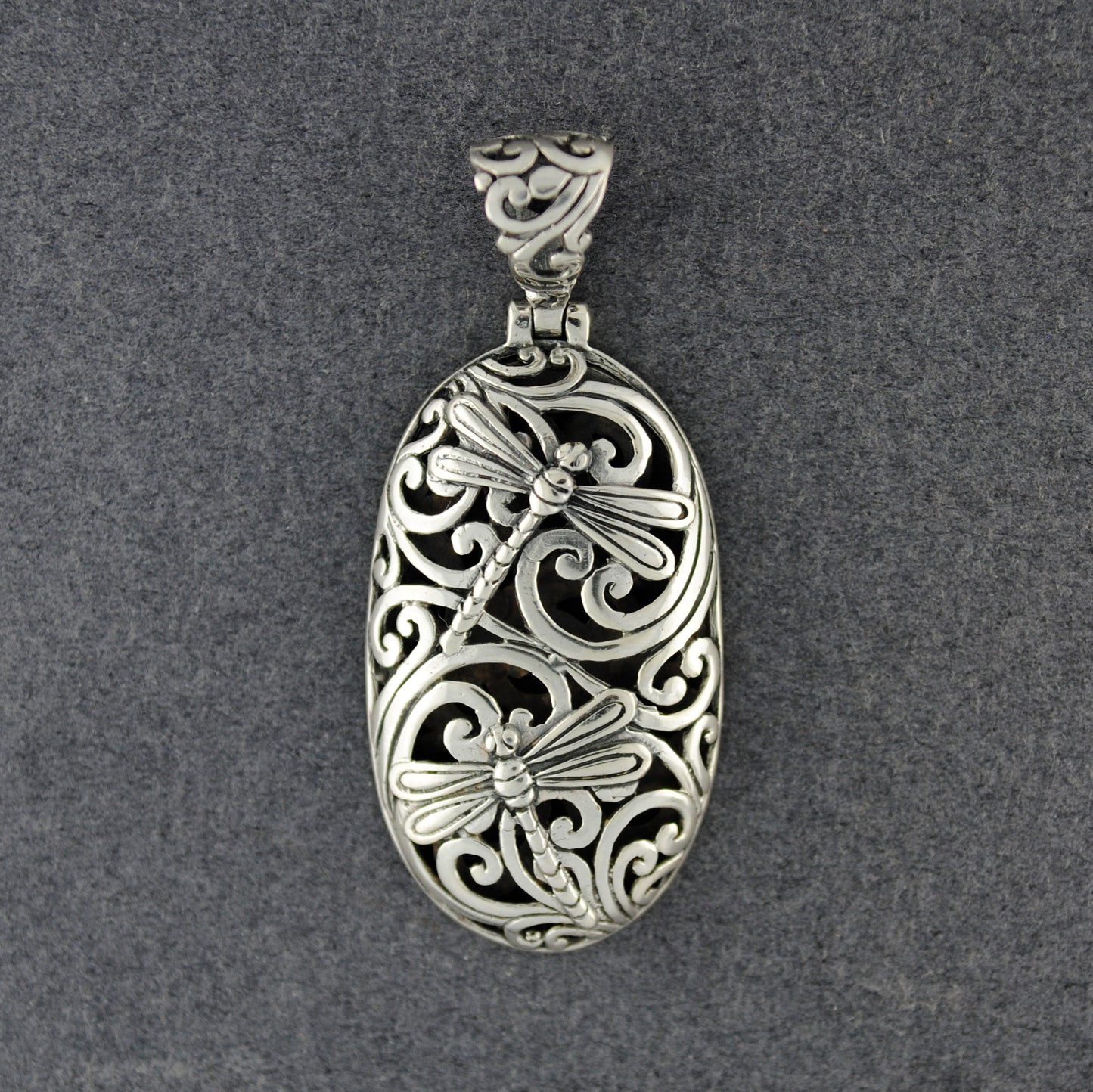 Sterling Silver Dragonflies in Swirls Pendant
