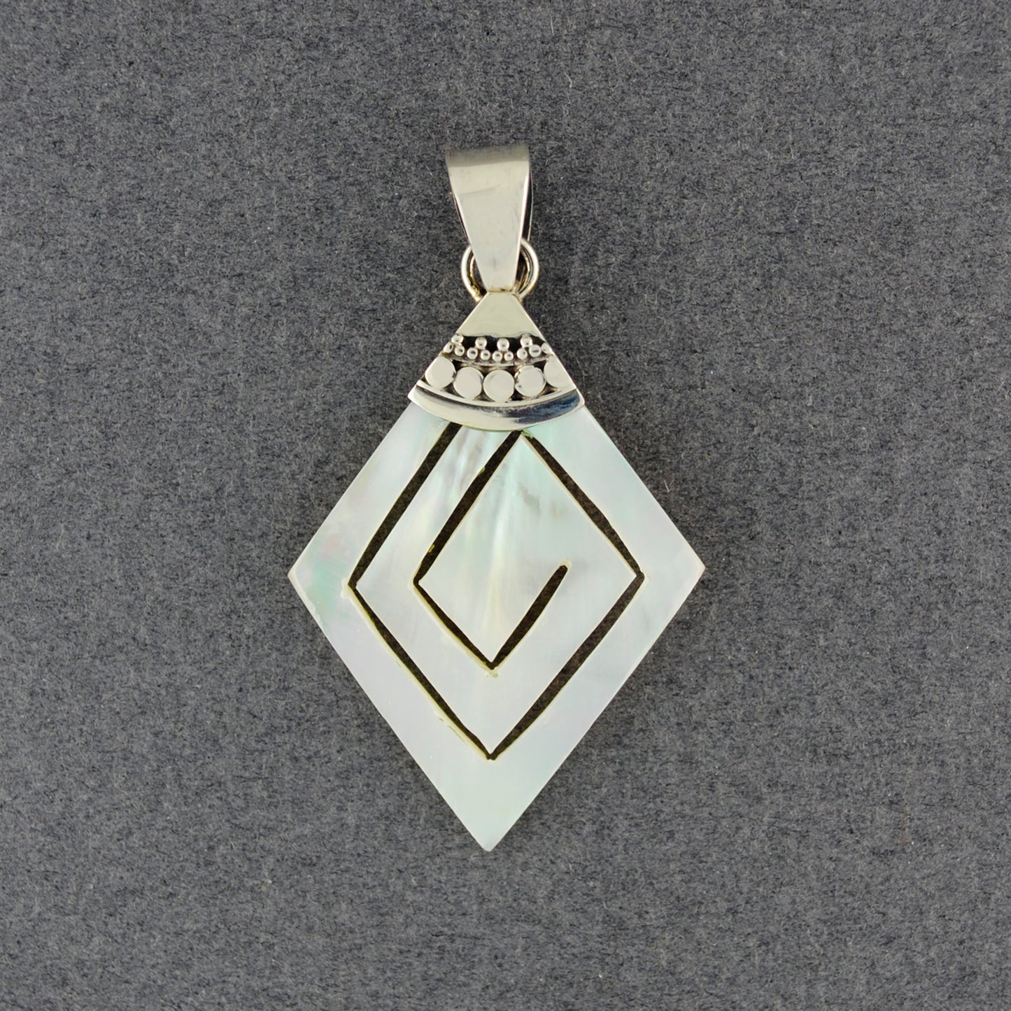 Mother of Pearl Diamond Spiral Pendant