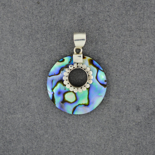 Abalone Dotted Cutout Circle Pendant