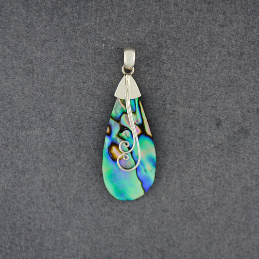 Abalone Double Spiral Teardrop Pendant