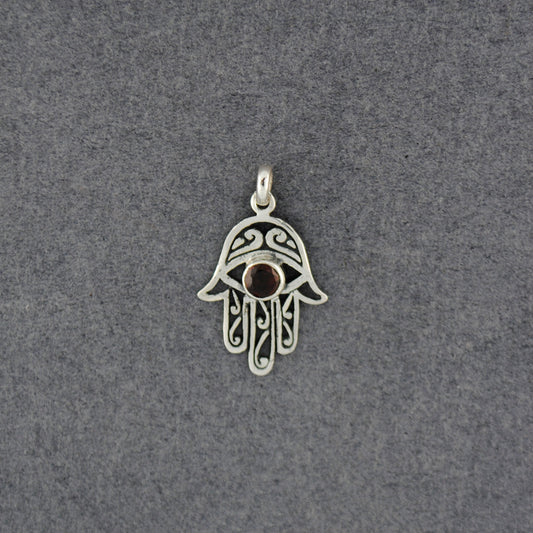Garnet Hamsa Pendant