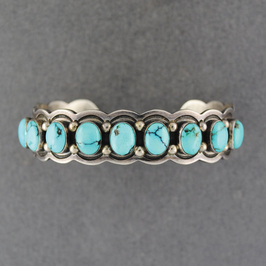Kingman Mine Turquoise Multi Stone Cuff Bracelet - Carolyn & Wilson Begay - Navajo