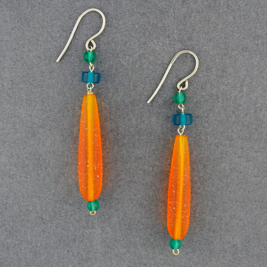 African Orange Bead Earrings