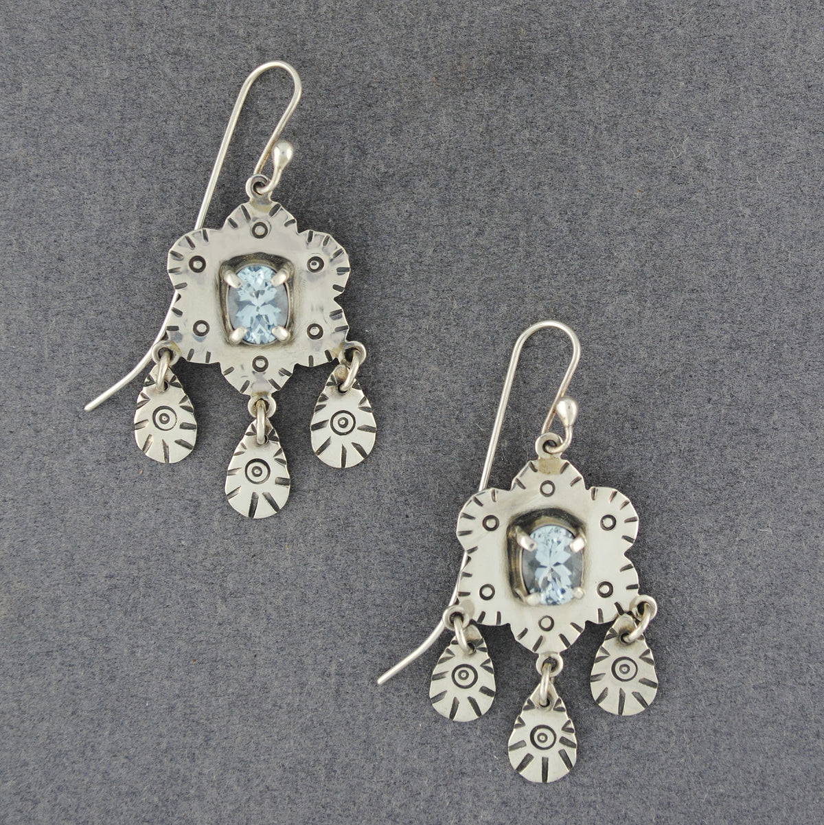 Aquamarine Flower Earrings