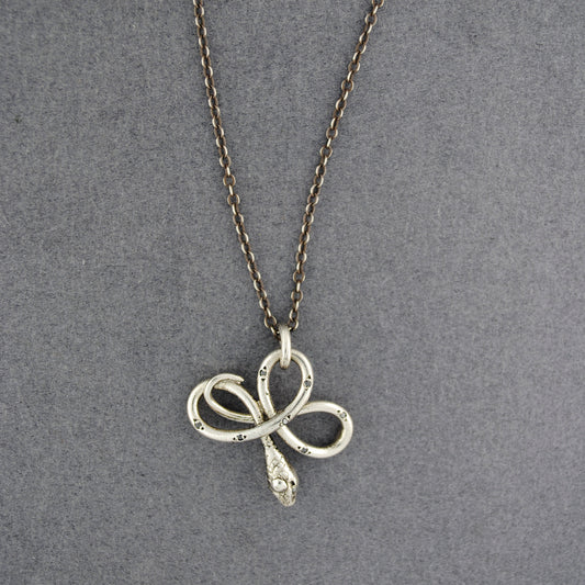 Compass Rose Design Black Diamond Serpant Necklace