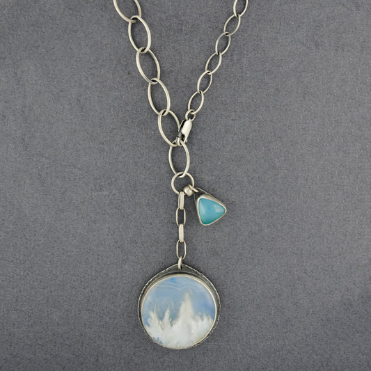 Mercury Orchid Amid The Clouds Plume Agate Necklace