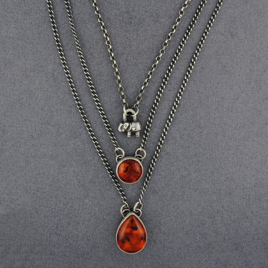 Mercury Orchid Across the Fiery Desert Baltic Amber Necklace