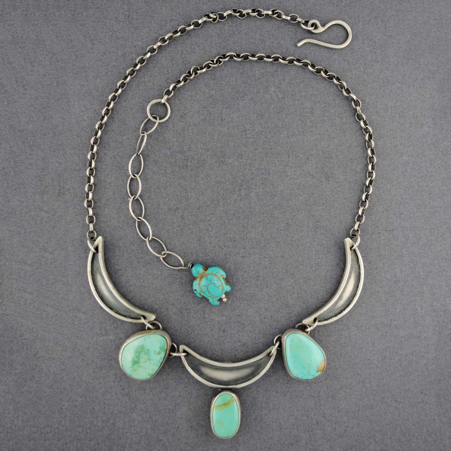 Mercury Orchid Turquoise Moon Necklace