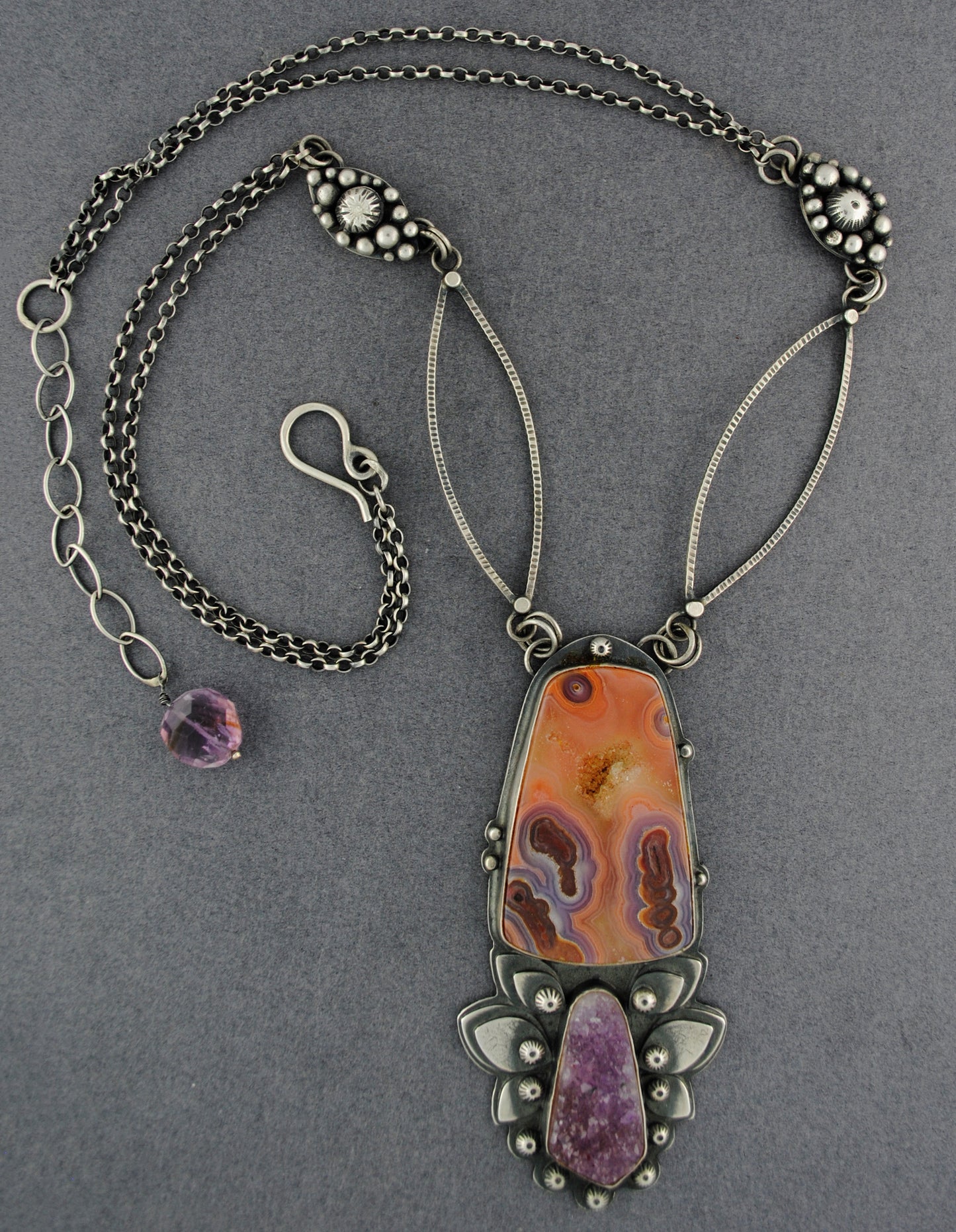 Mercury Orchid Agate & Amethyst Necklace - Sligo, Ireland
