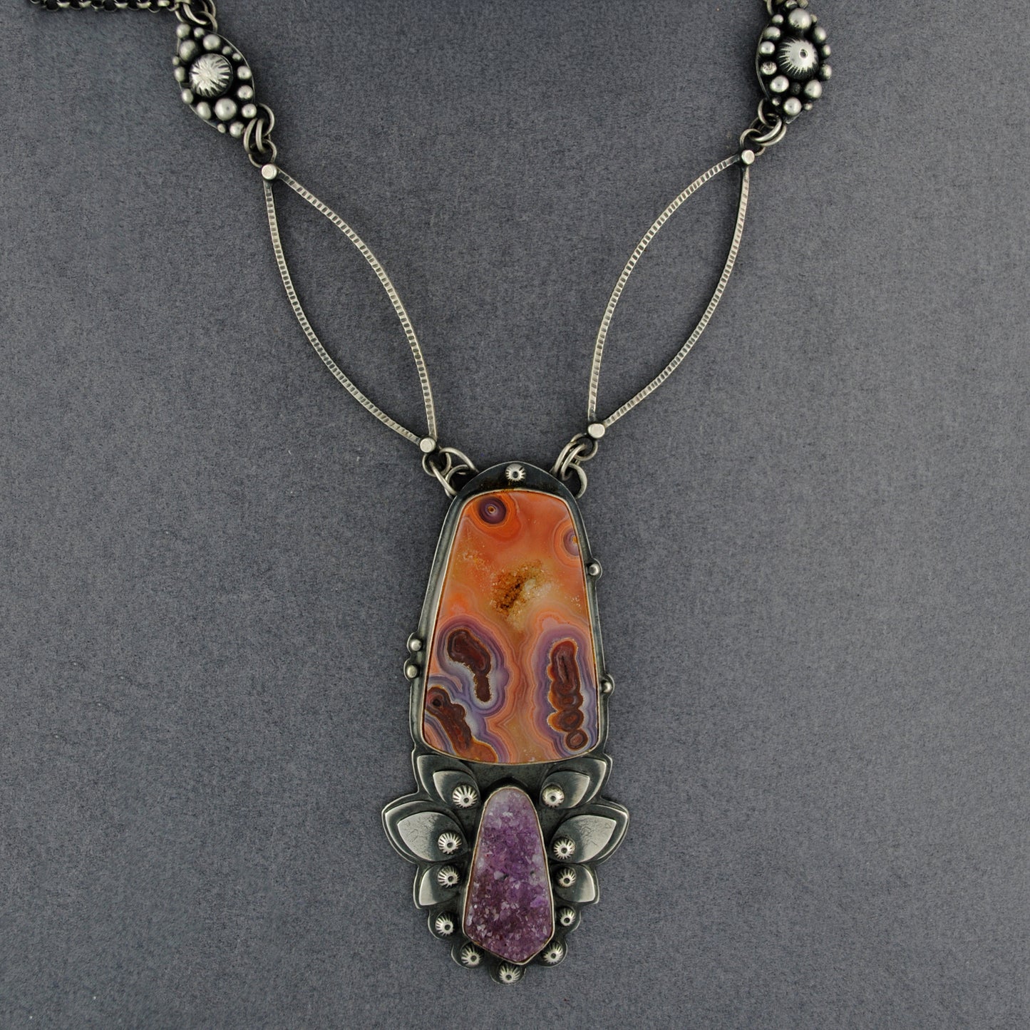 Mercury Orchid Agate & Amethyst Necklace - Sligo, Ireland