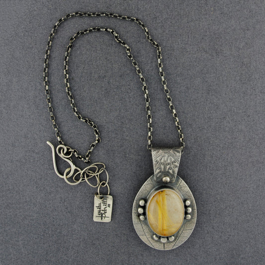 Mercury Orchid Double Sided Rutilated Quartz & Bee Necklace - Sligo, Ireland