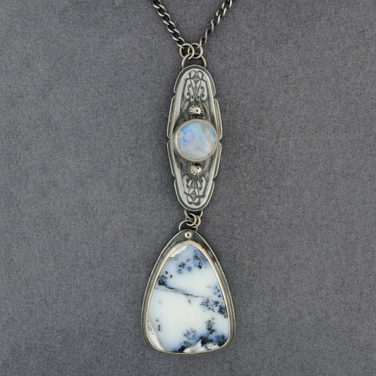 Mercury Orchid Moonstone & Dendrite Agate Custom Necklace - Sligo, Ireland