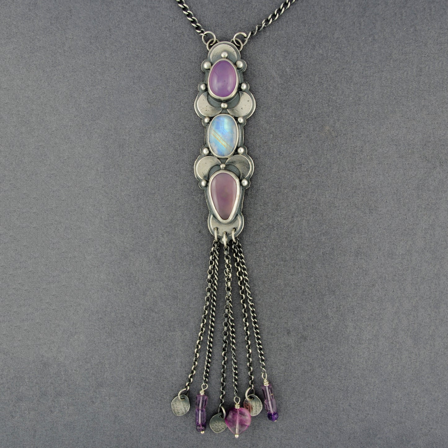 Mercury Orchid Amethyst & Moonstone Moon Phase Necklace - Sligo, Ireland