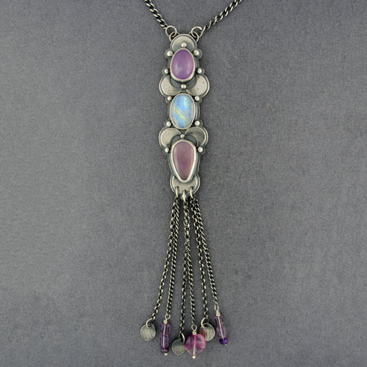 Mercury Orchid Amethyst & Moonstone Moon Phase Necklace - Sligo, Ireland