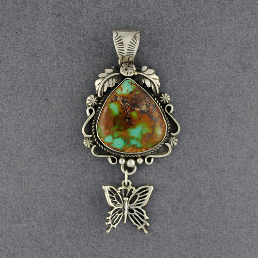 Brenda Jimenez Kingman Turquoise Drop Butterfly Pendant