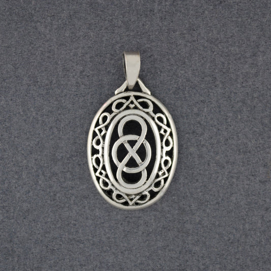 Sterling Silver Infinity Knot in Oval Pendant