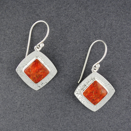 Square Reflection Coral Earrings