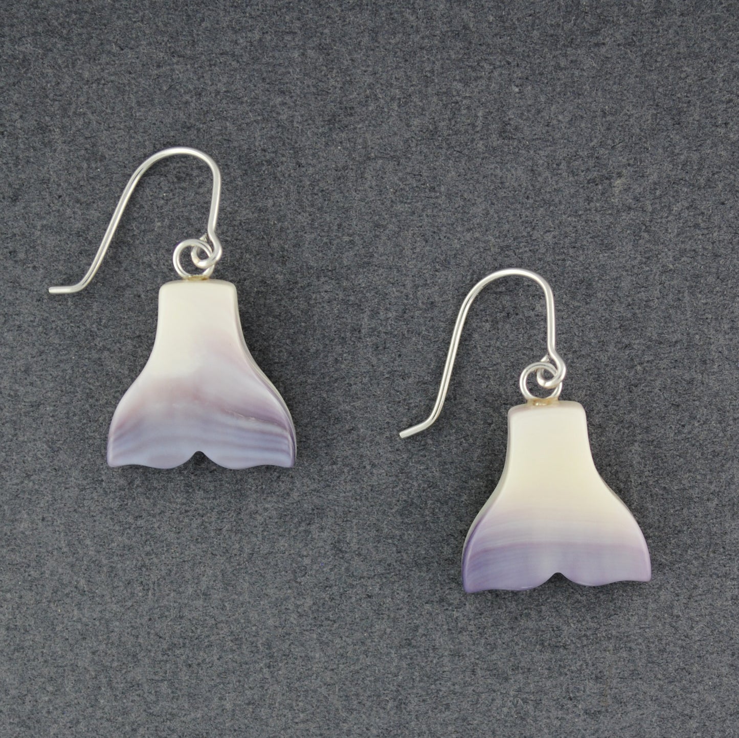 Wampum Carved Whale Tail Earrings