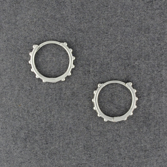 Sterling Silver Dotted Huggie Earrings