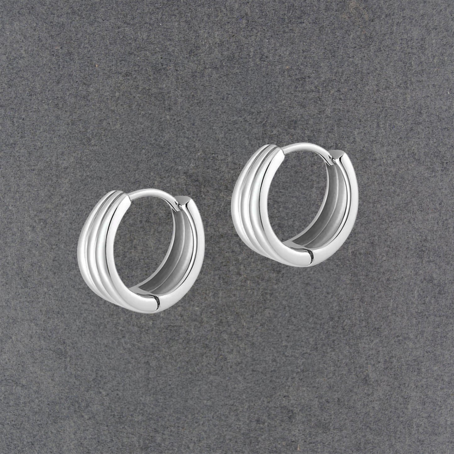 Sterling Silver Lined Huggie Earrings