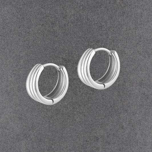 Sterling Silver Lined Huggie Earrings