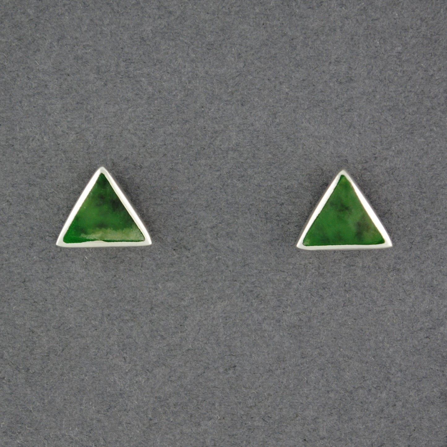 Sterling Silver Alaskan Jade Triangle Post Earrings