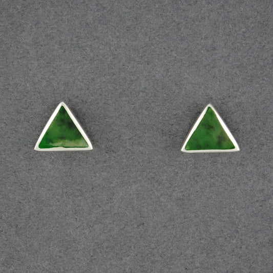 Sterling Silver Alaskan Jade Triangle Post Earrings