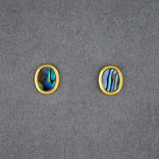 Gold Vermeil Paua Extra Small Oval Post Earrings