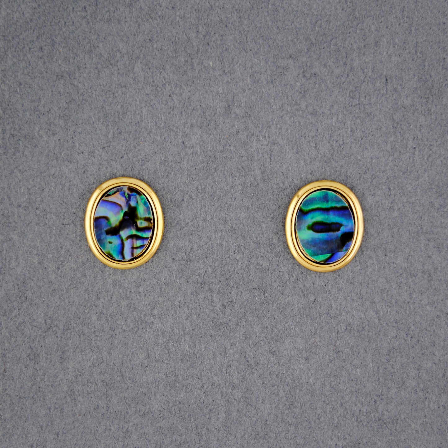 Gold Vermeil Paua Small Oval Post Earrings