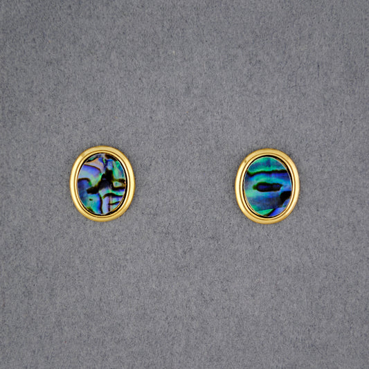 Gold Vermeil Paua Small Oval Post Earrings