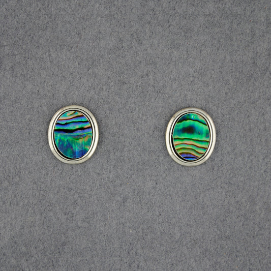 Sterling Silver Paua Small Oval Post Earrings