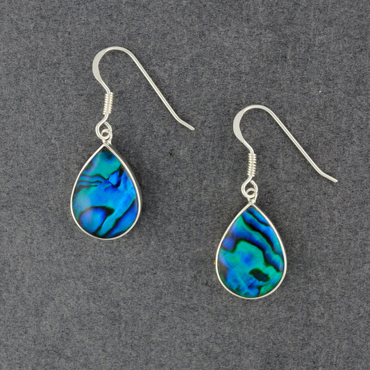 Sterling Silver Paua Large Teardrop Earrings